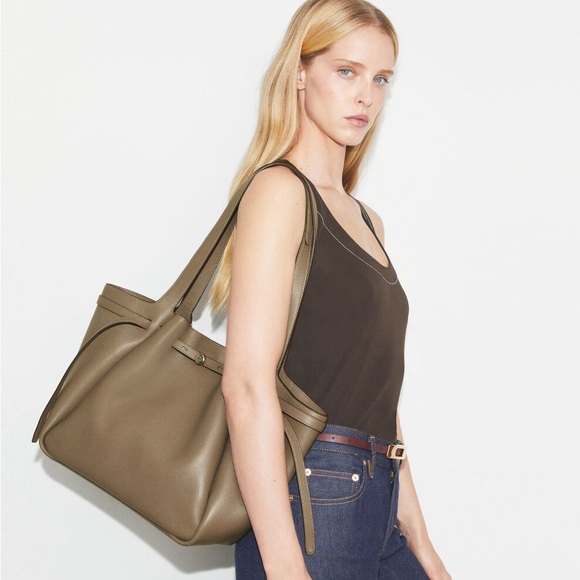 Tory Burch Romy Tote Wild Mushroom Brown in Large - Picture 1 of 8